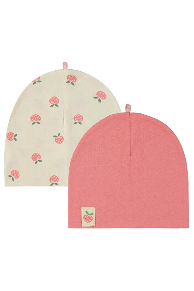 Strawberry Printed 2-Piece Baby Hat and Beanie Sets - Pink