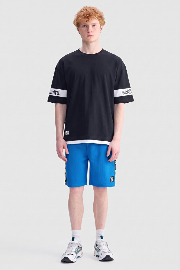 Easton Oversize Crew Neck Printed 100% Cotton Men's Black T-Shirt