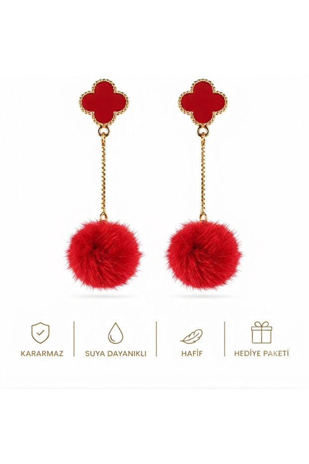 Non-Perforated Women's Earrings - Red Clover Earrings