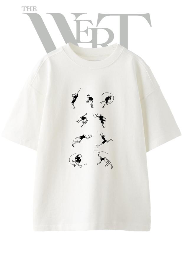 Tennis Player_2 Design Printed Unisex White Oversize T-Shirt
