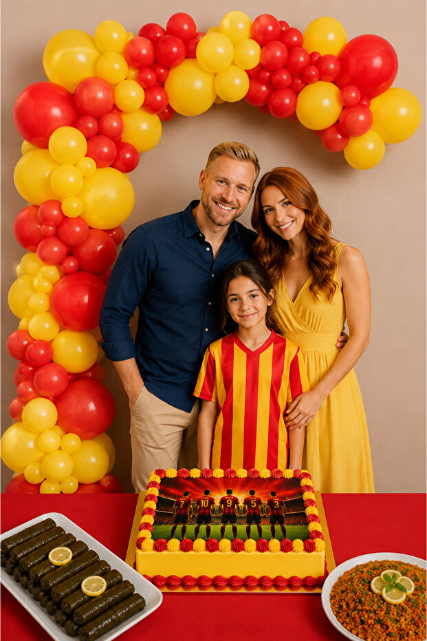Yellow Red 40Pcs Birthday Metallic Balloon Chain and Adhesive Set Concept Party Decoration