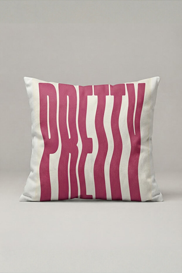 Fuchsia Wavy Pretty Text Cushion Cover 268 – Pretty Wave Design 45X45 cm