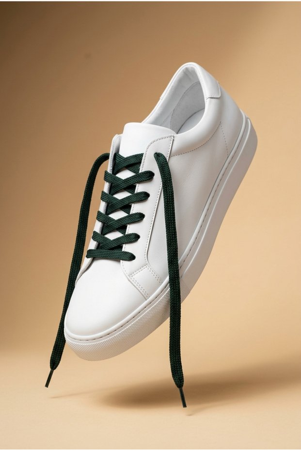 Dark Green Bottle Green Flat Knitted Shoelaces