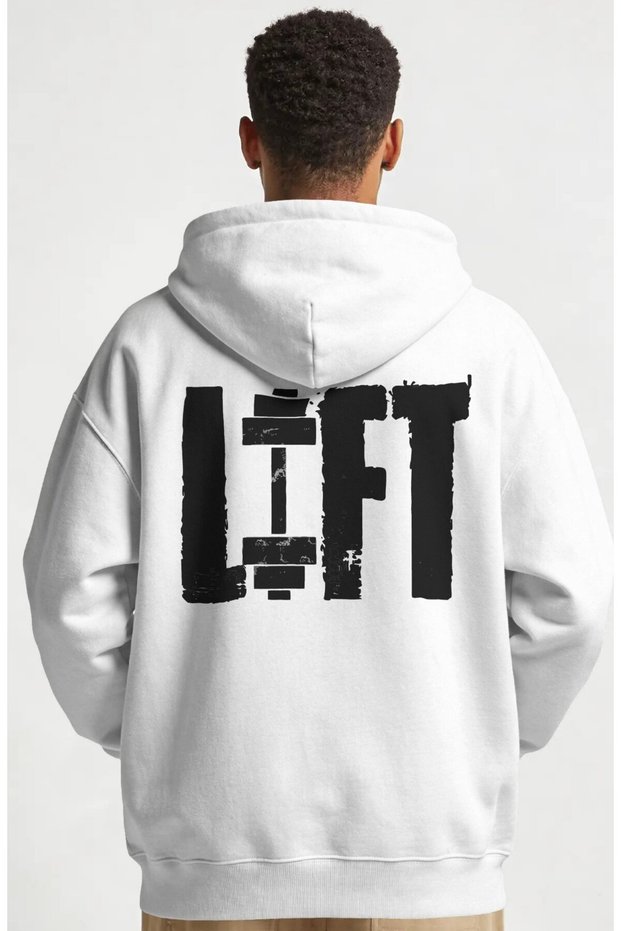 Lift Fitness Gym Bodybuilding Athlete Back Printed Unisex Oversize Combed Cotton Hoodie
