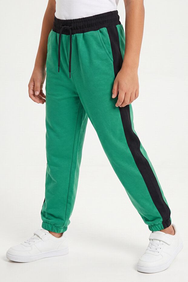 Boys' Striped Detailed Waist-Tie Elastic Cuffed Sweatpants