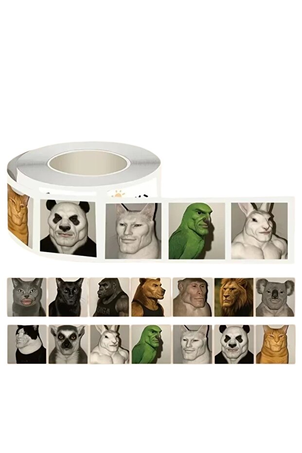 1Roll (500pcs) 500pcs/Roll Animal Combat Face Graffiti Stickers Funny Animals Meme Cartoon Decal DIY