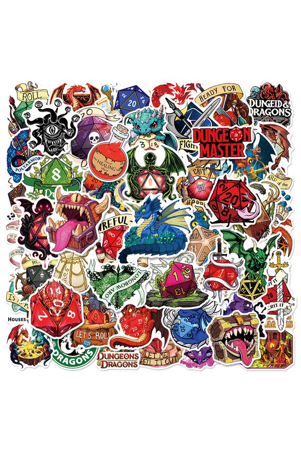 50PCS 50PCS Dungeons & Dragons Stickers Decals for Phone Laptop Notebook Suitcase Guitar DIY Cartoon