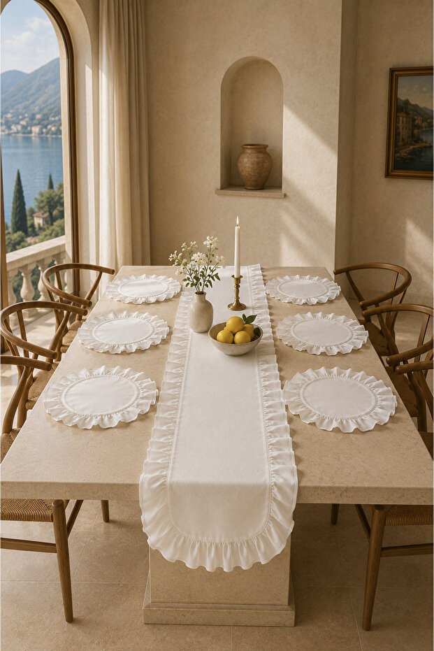 Linen Six-Piece Supla & Runner Set White