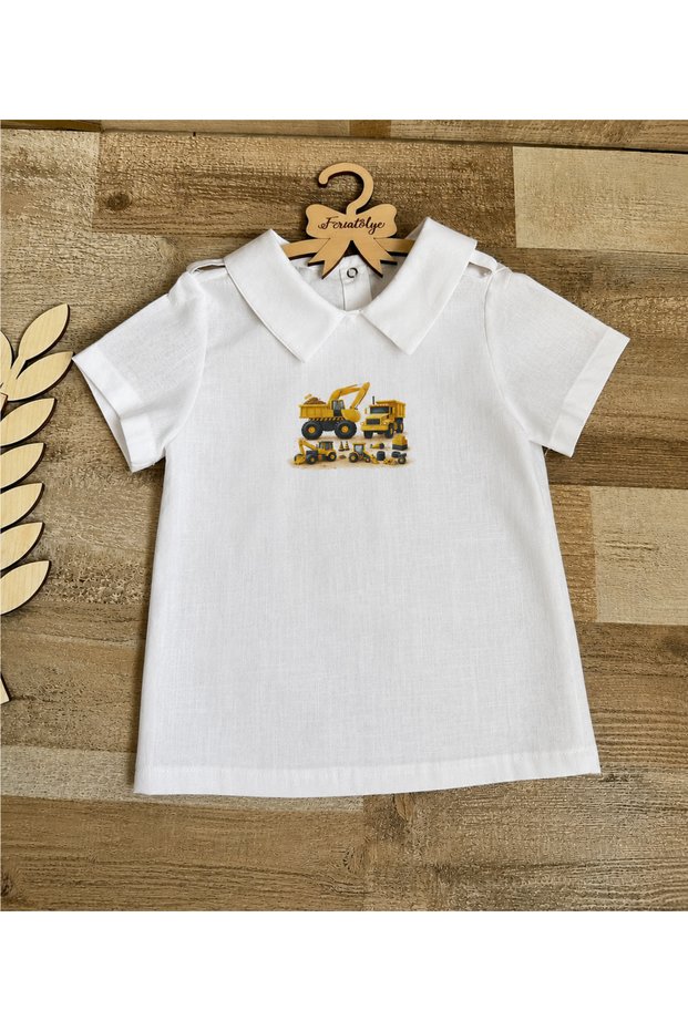 Business Machine Concept 2 Year Old Boy's Short-Sleeved Polo Collar Epaulette Shirt