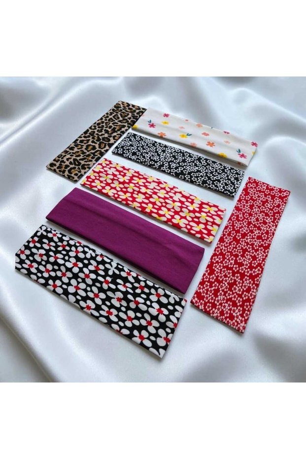 7 Pcs Mixed Color and Floral Pattern Hair Bandana Yoga Headband / Hair Clip / Hair Accessory