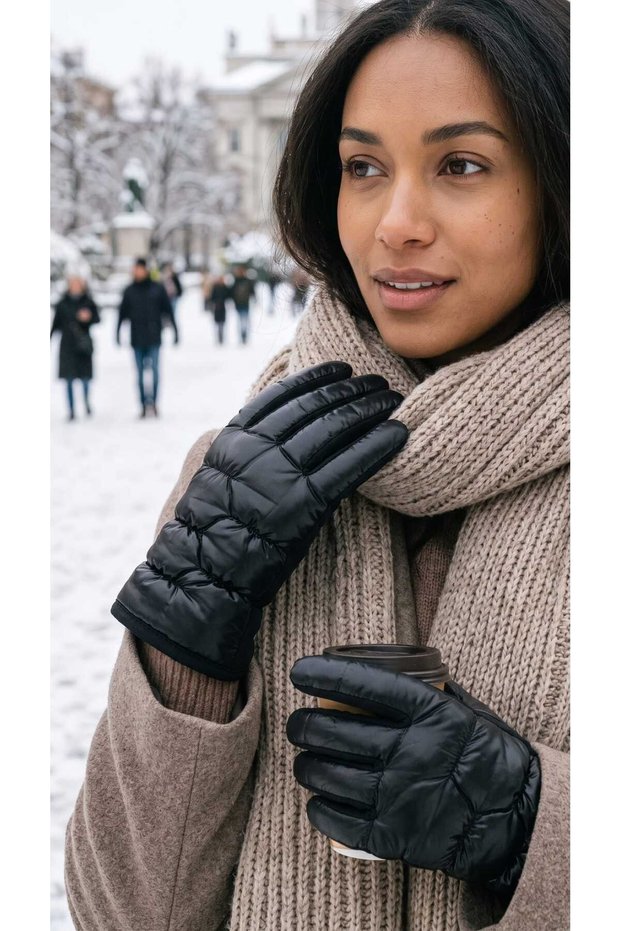Parachute Fabric Touchscreen Plush Inside Women Gloves