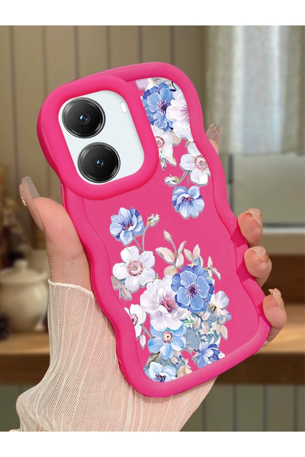 Poco X7 Pro Compatible Case Camera Protector Red Silicone Couple Phone Case Floral Pattern