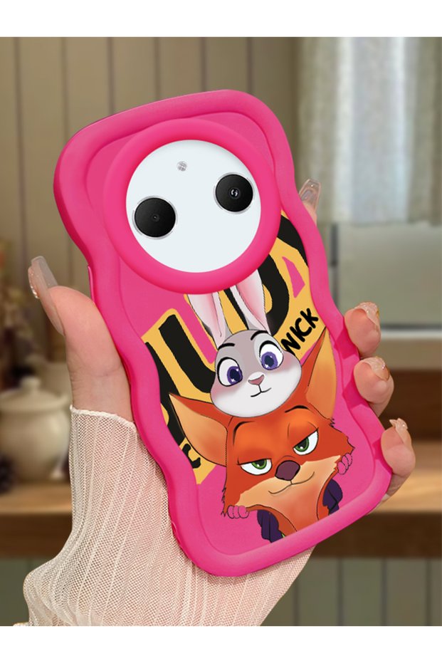 Redmi A3 Pro Compatible Case Camera Protector Red Silicone Couple Phone Case Rabbit Pattern