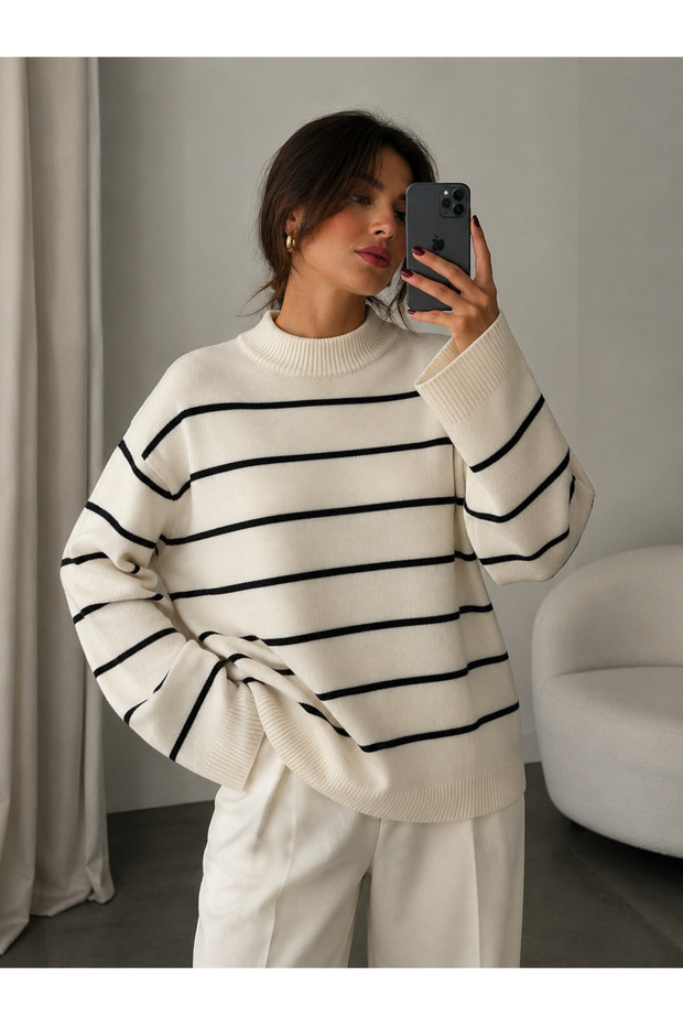 Women's Striped Casual Oversize Knitted Sweater