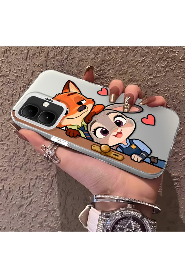 Infinix Smart 10 Compatible High-Quality Cartoon Fox and Rabbit Double-Sided Printed Case