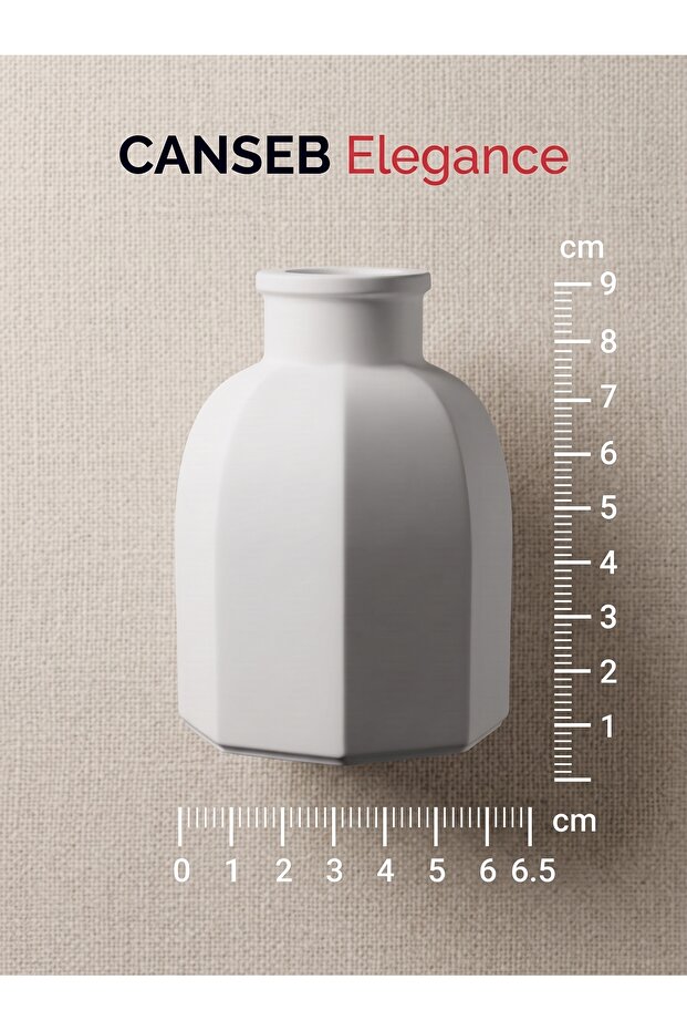 9X6.5Cm - Matte White - Octagonal Mini Vase - Hand-Painted Craftsmanship - 9cm Mini Vase