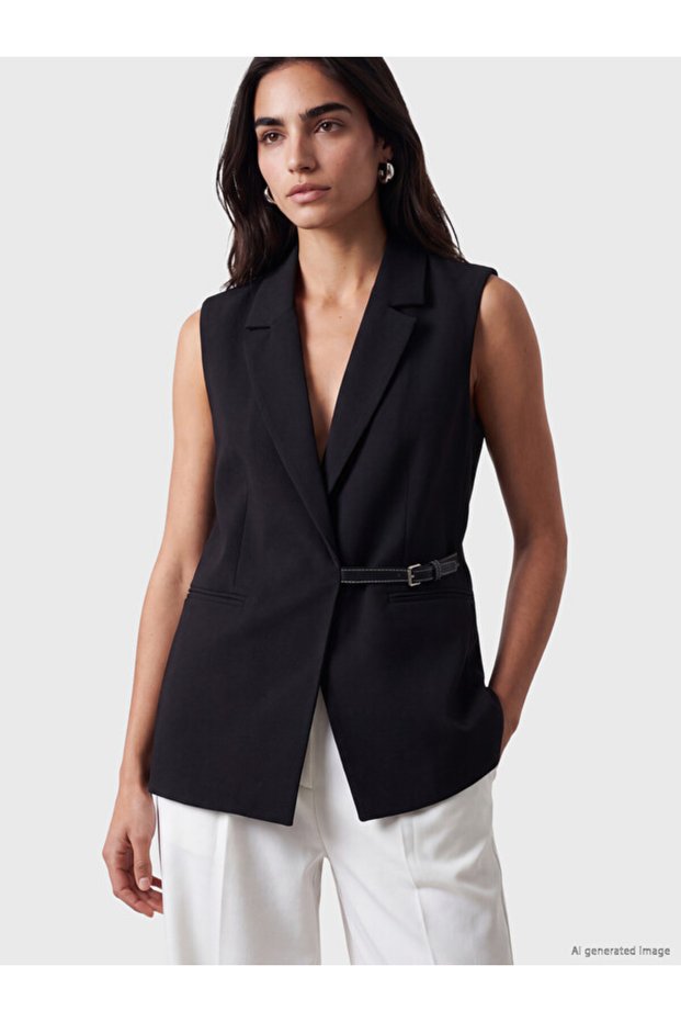 Rmz Gi̇yi̇m Farkiyla Jacket Roba Collar Crepe Women's Classic Vest