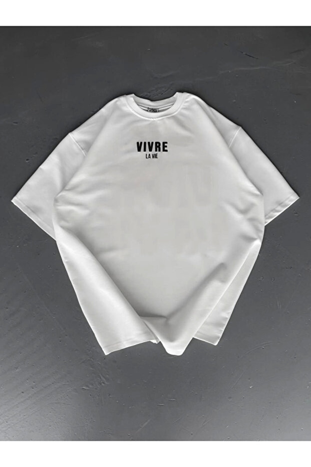 Printed Oversize Crew Neck T-Shirt - White
