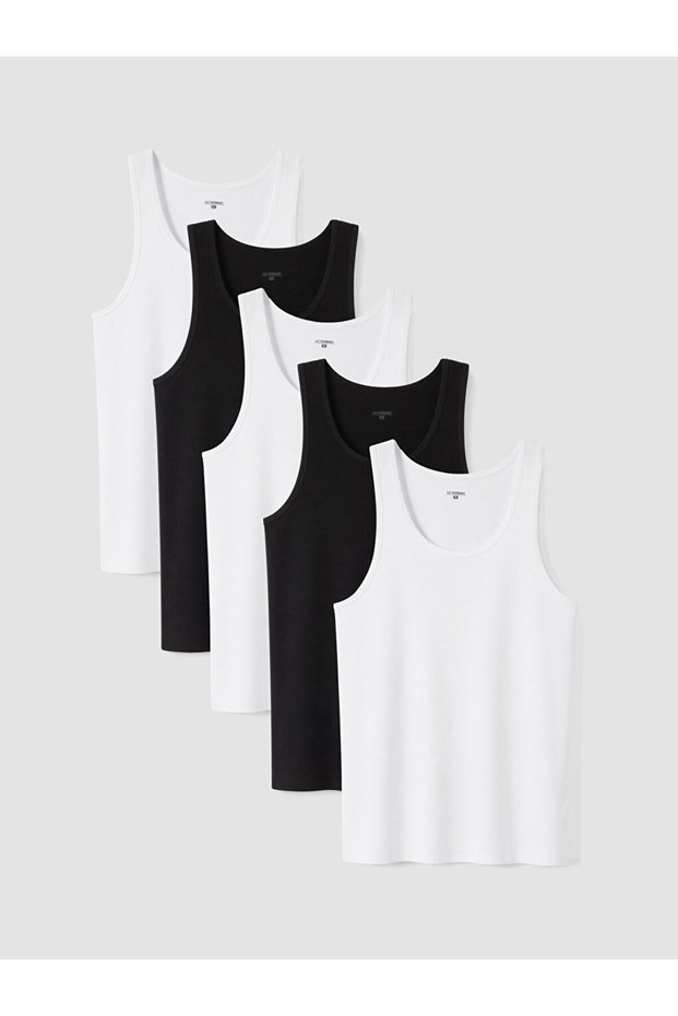 Black U-Neck Men's Undershirt 5-Pack