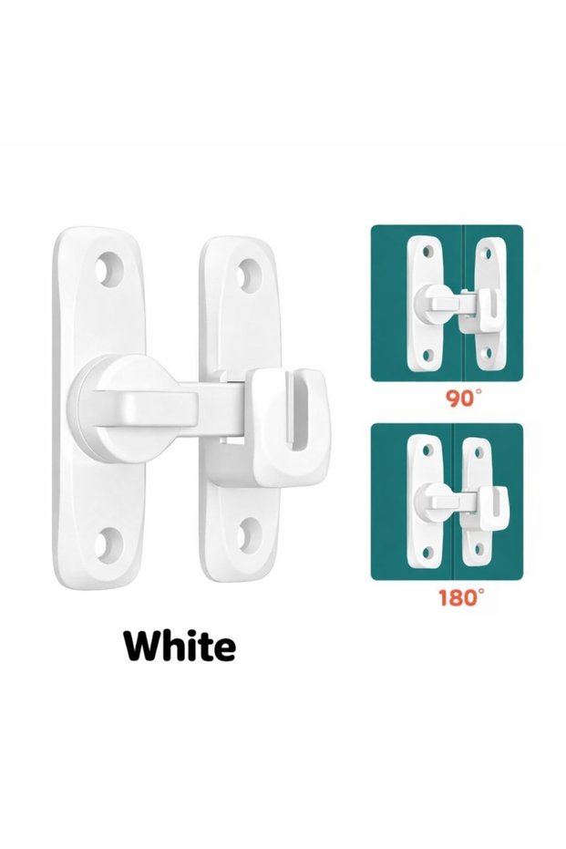 White 5 Colors 90/180 Degree Flip Door Lock Anti-theft Lock Doors Bolts Home Security Sliding Door L