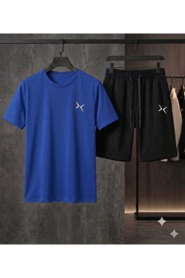 T-Shirt Shorts 2-Piece Combination Thin Summer Sweat-Absorbing X Printed Women's / Men's Unisex Model