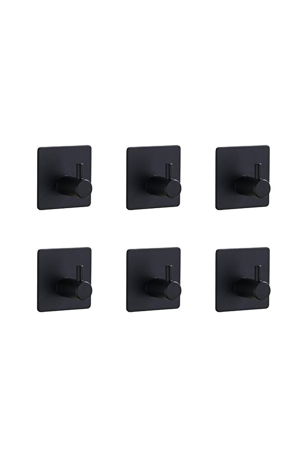 Heavy-duty plastic hooks, 6-pack wall hooks, stainless steel hooks, suitable for home, bathroom, kitchen, office, living room (black).