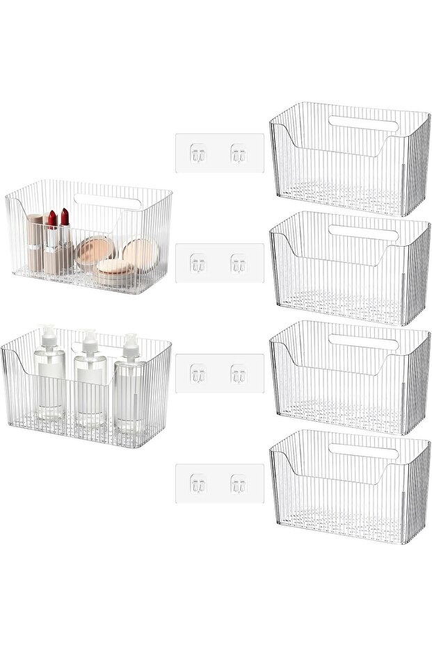 4-piece adhesive cabinet door storage box, wall-mounted cabinet interior and cabinet door overhead storage rack