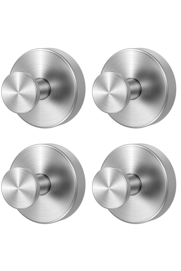 4-Pack Silver Stainless Steel Suction Cup Wall Hooks, Reusable No-Drilling Hangers for Smooth Glass, Kitchen & Bathroom