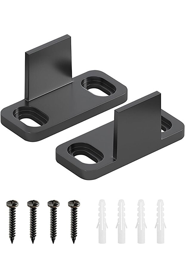 Black sliding barn door floor rails, plastic bypass door rails, hardware, 4-piece set