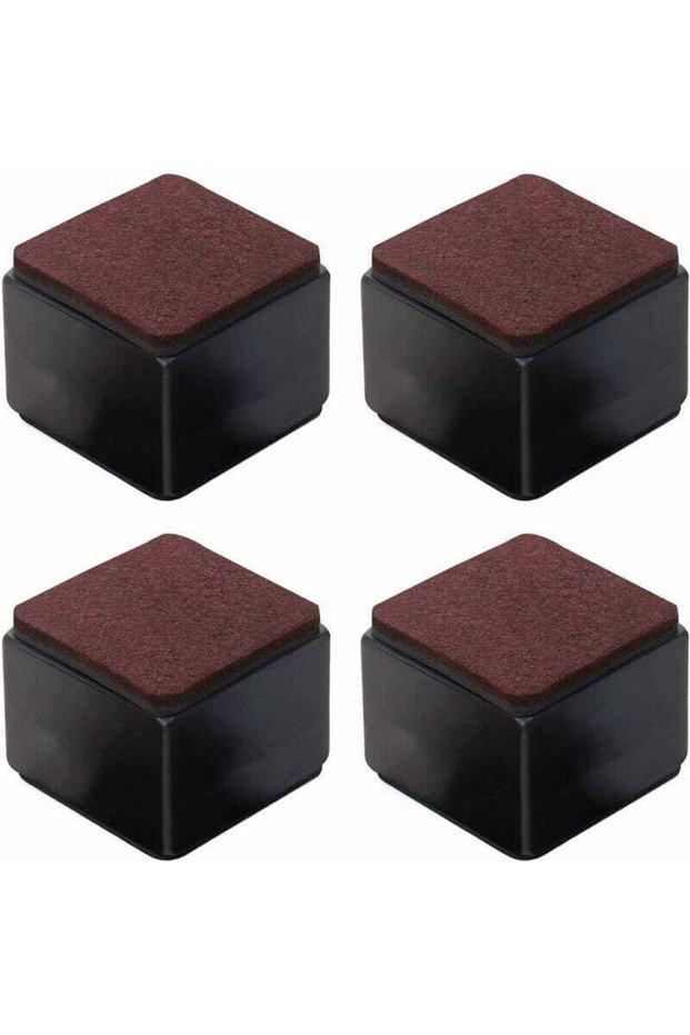 A set of 4 self-adhesive carbon steel furniture riser pads - 50mm high, suitable for beds, sofas, wardrobes - black squares