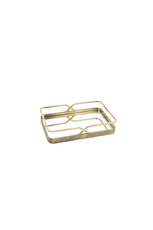 Antique Gold Mirrored Tray 30X21X6Cm