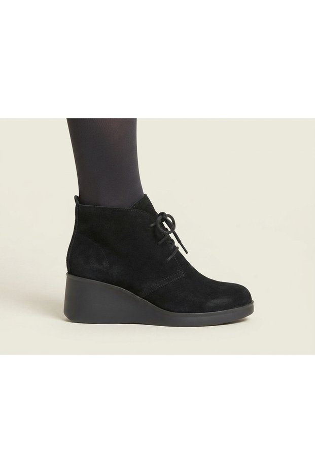 Genuine Leather Suede Lace-Up Zippered Boots Women's Shoes