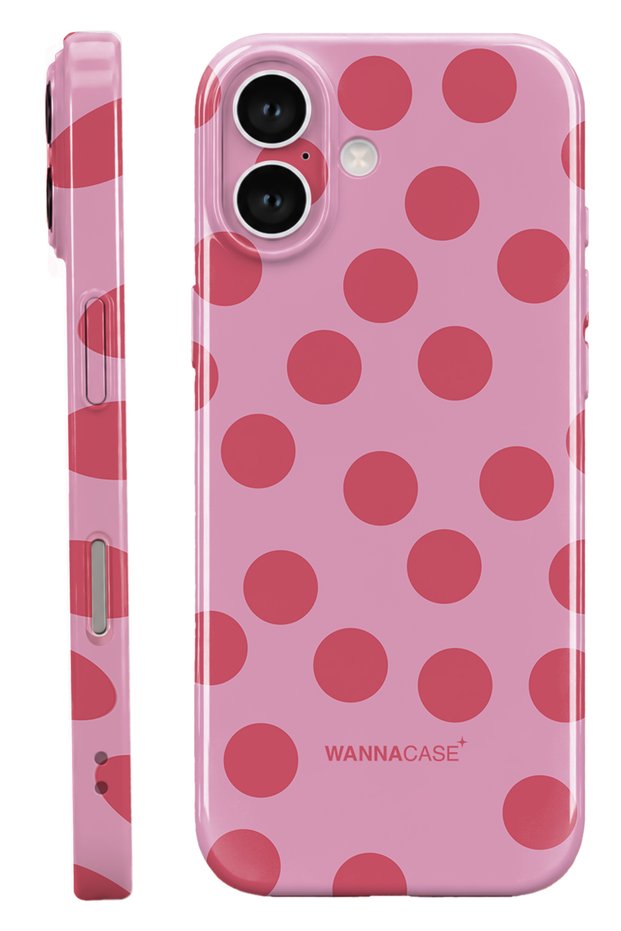 iPhone 17 Pink Polka Dot Essential Slim Full Coverage Glossy Print Camera Protected Hard Phone Case