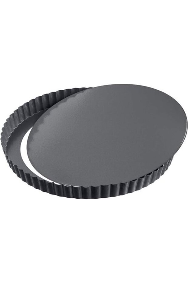 Custard pan with raised bottom, 24 cm diameter, Black, non-stick coating, removable raised bottom