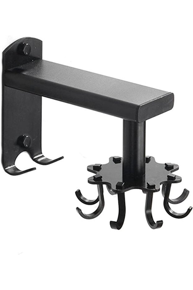 360° rotatable black wall hook with 8 hooks – for kitchen utensils, bathroom and kitchen