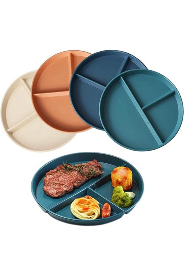 Child-safe 4-piece set – 23cm – 3 compartments – Microwave safe, dishwasher safe
