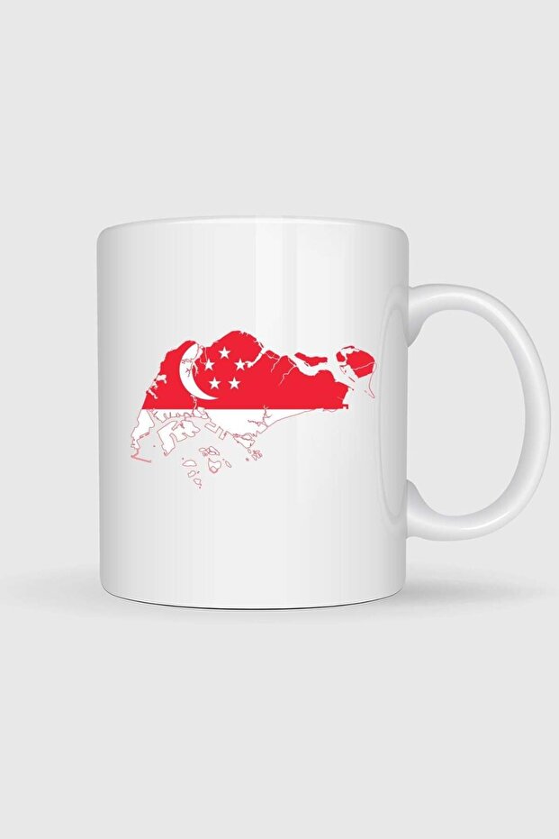 كوب مطبوع عليه علم وخرائط سنغافورة
