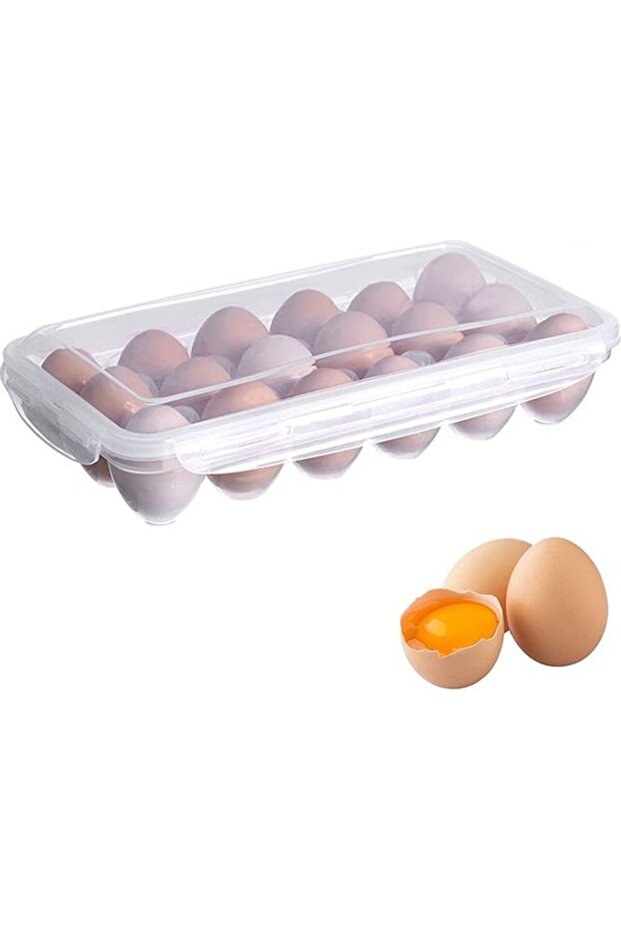 18-compartment refrigerator egg organizer, with lid, egg rack, refrigerator egg tray, egg storage container, plastic, transparent, 32 x 18 cm