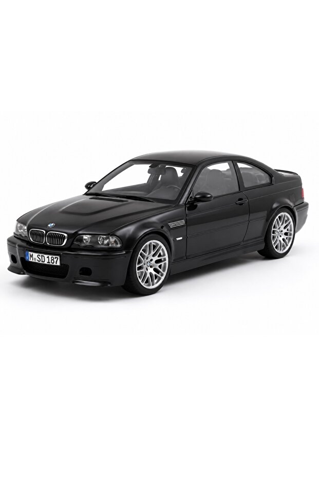سيارة بي إم دبليو E46 M3 CSL 2003 باللون الأسود الياقوتي، نموذج سيارة مصبوب بمقياس 1:18