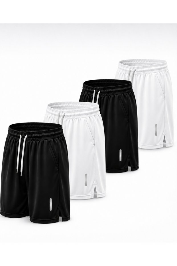 4-Piece Breathable Fabric Fitness Tennis Sports Shorts