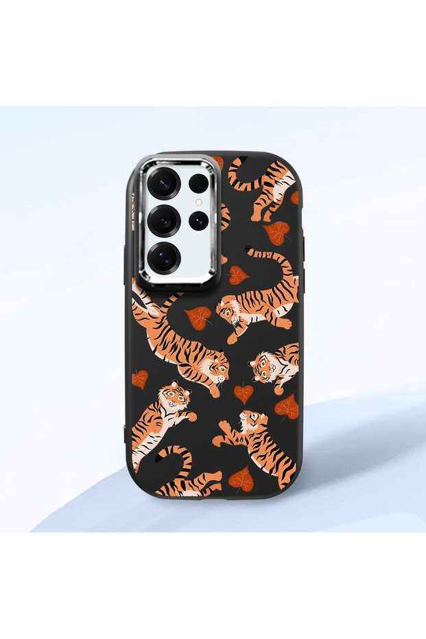 Black Silicone Case Compatible with Samsung Galaxy S25 Ultra with Shock-Absorbing Camera Protections