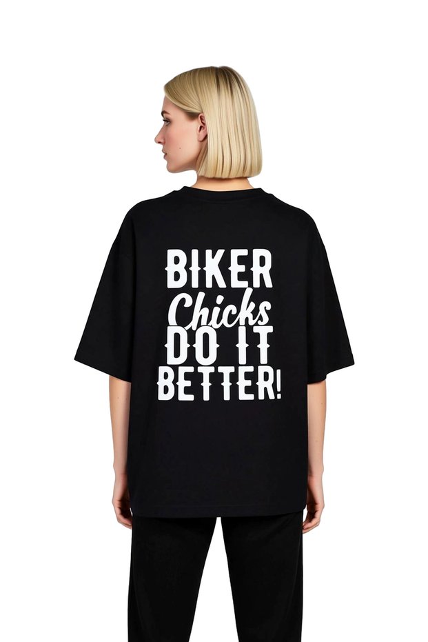 Women's Oversize T-Shirt Motorcycle Culture Printed Relaxed Fit Short Sleeve Casual Wear Modern Stylish
