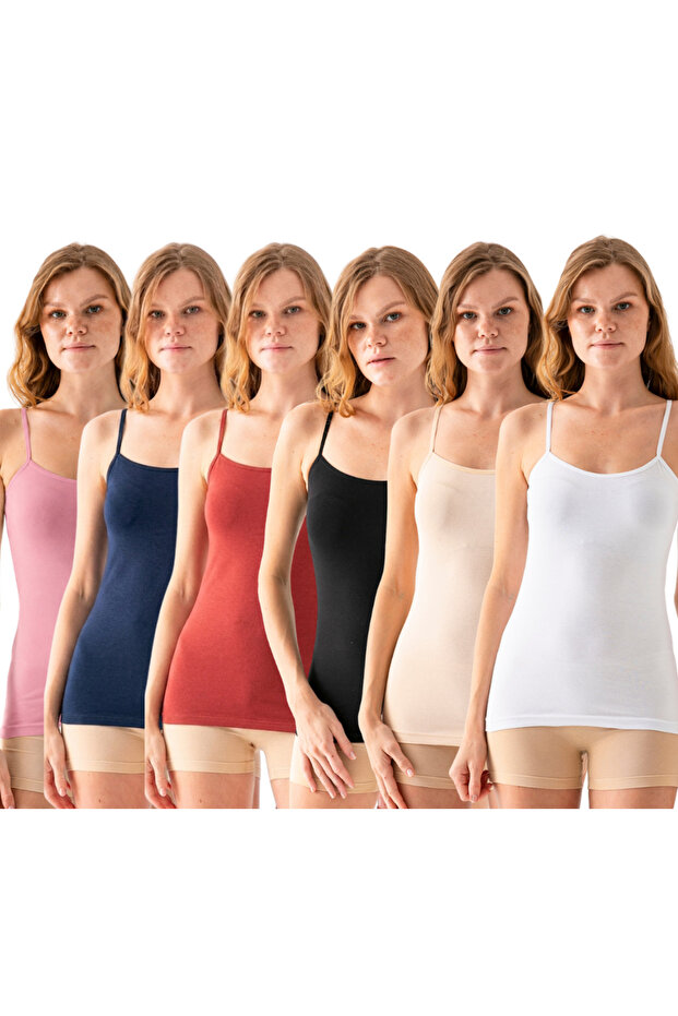 Women's Strappy 6-Color Cotton Soft Textured Lycra Body-Hugging Trendy Undershirt