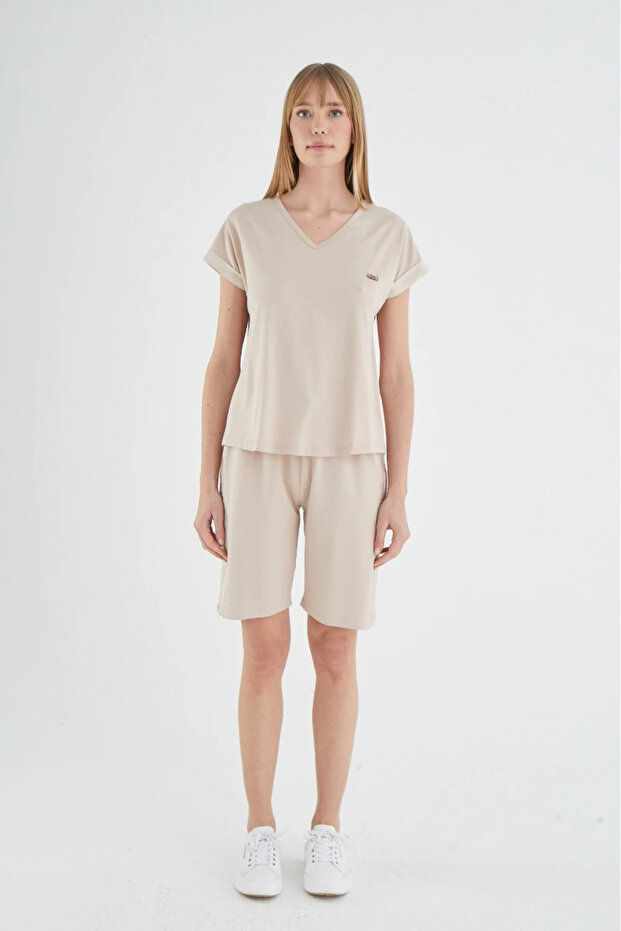 21198 Women's Short Sleeve Shorts Set