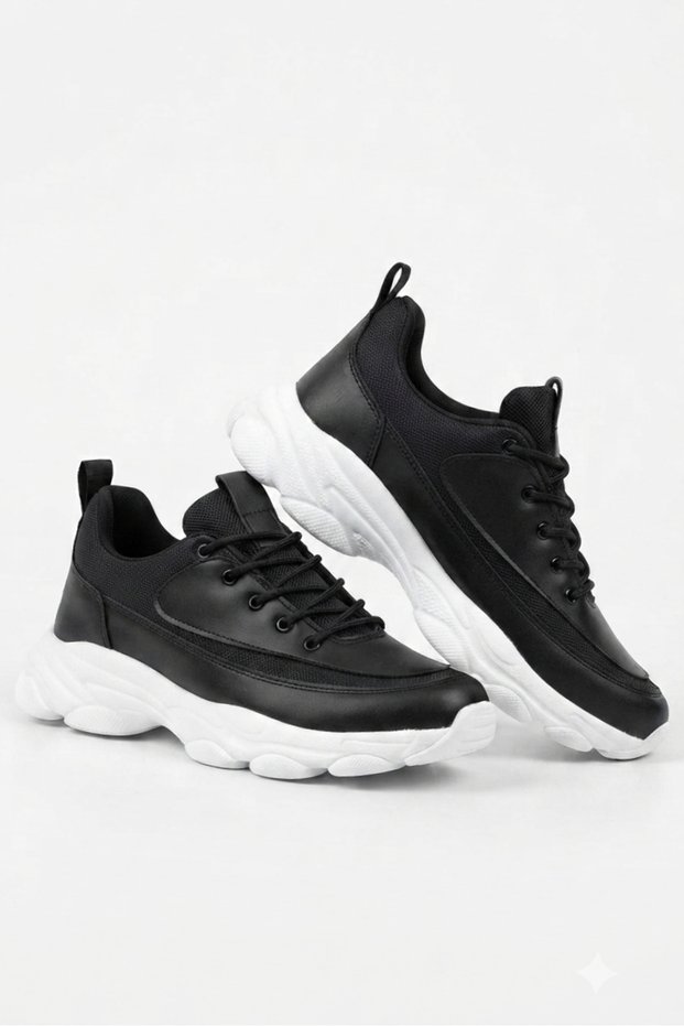 Zrk-X707 High Quality Black and White High Sole Lace-Up Exclusive Men's Sneaker
