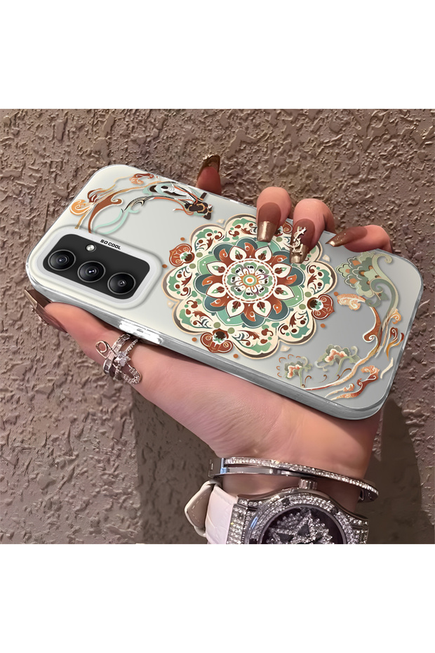 Samsung Galaxy A34 Compatible Traditional Dunhuang Motif Silicone Phone Case, Shockproof