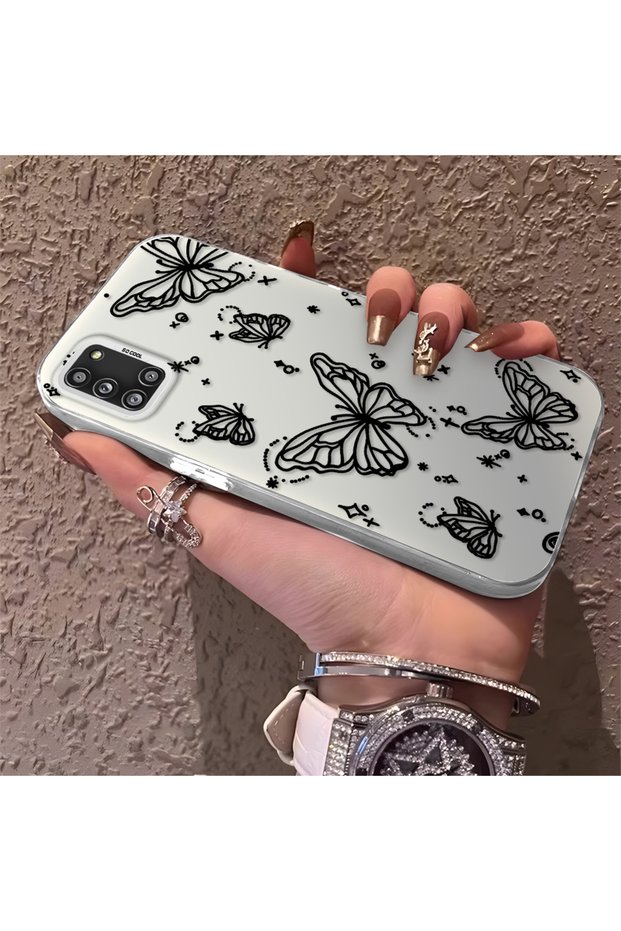 Samsung Galaxy A31 Compatible Elegant Night Style Butterfly Case, Daily Use Durable Protective Case