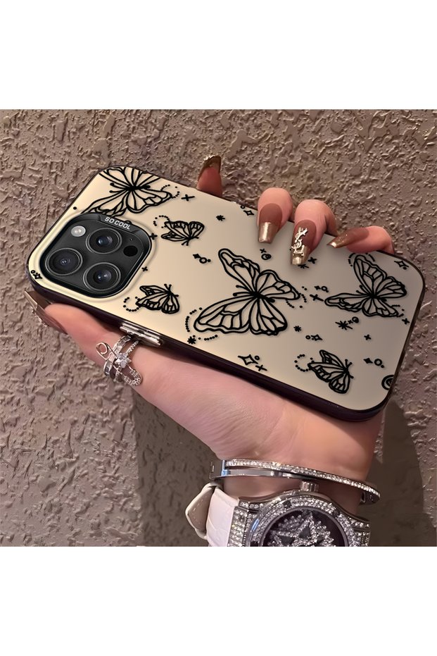 Elegant Night Style Butterfly Case Compatible with iPhone 16 Pro, Durable Protective Case for Daily Use
