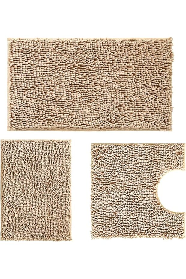 U-Shaped Toilet Bath Mat Sets 3 Piece, Non Slip, Extra Absorbent, Bathroom Rugs and Mats Sets