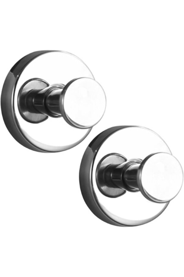 Suction Cup Hook Set - Detachable Hooks - Bathroom Storage - Waterproof Stainless Steel - 2-Piece Set - Light Silver